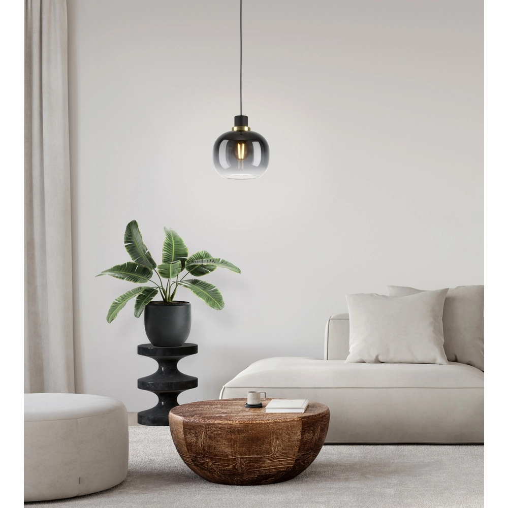 Glass pendant lamp Oilella Ø 19cm - smoke glass Eglo 9002759996161