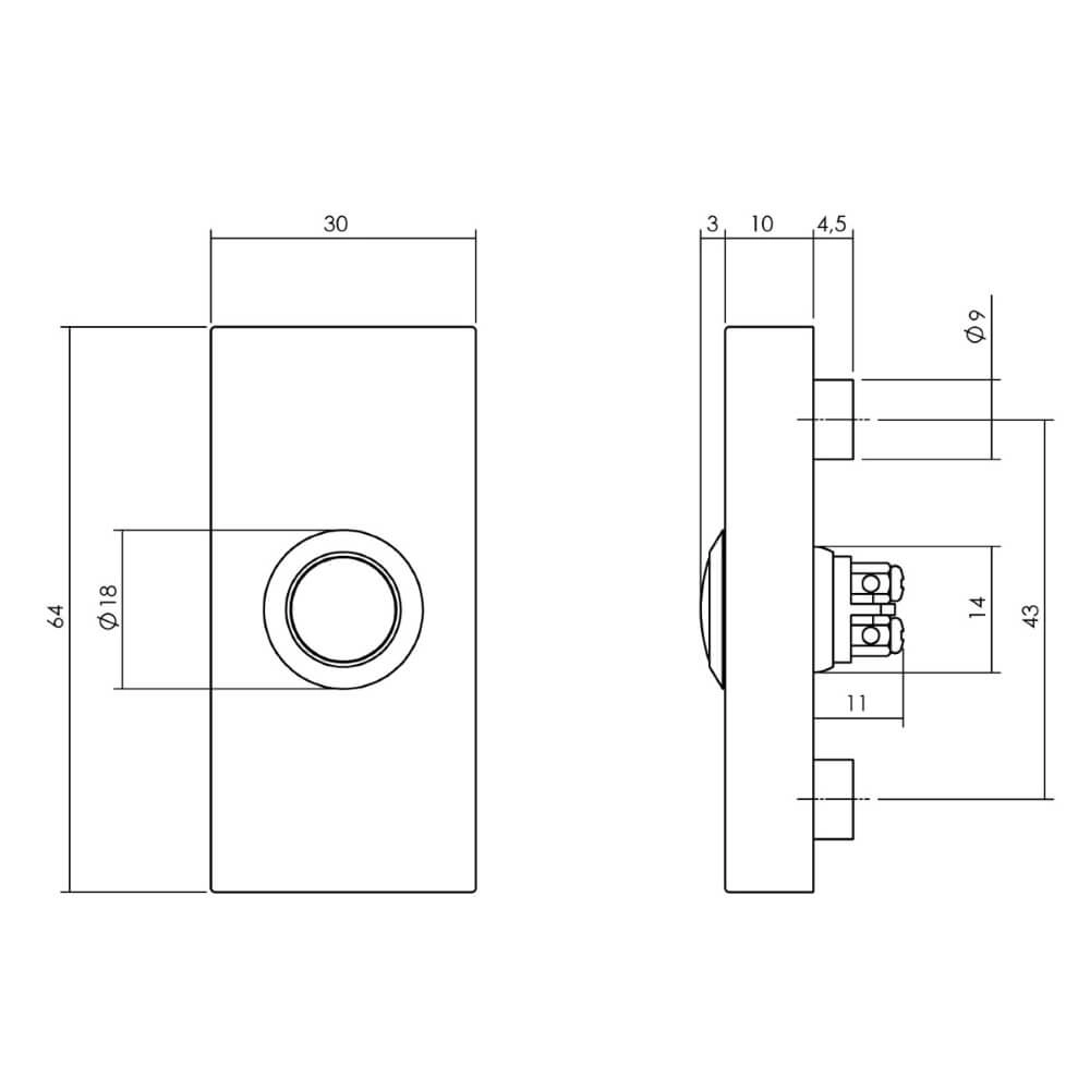 Rectangular doorbell Chimea Stainless steel/black Intersteel 8714186498637