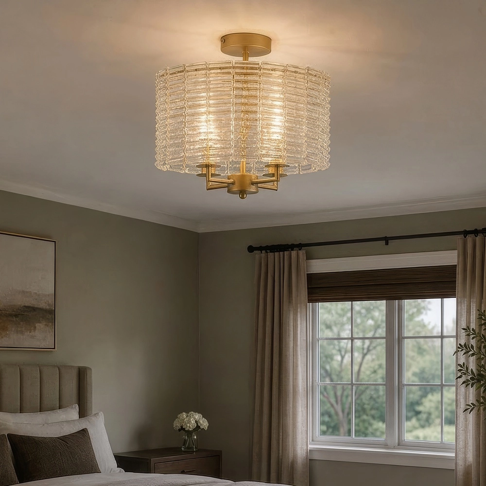 Classic ceiling lamp Flute Gold