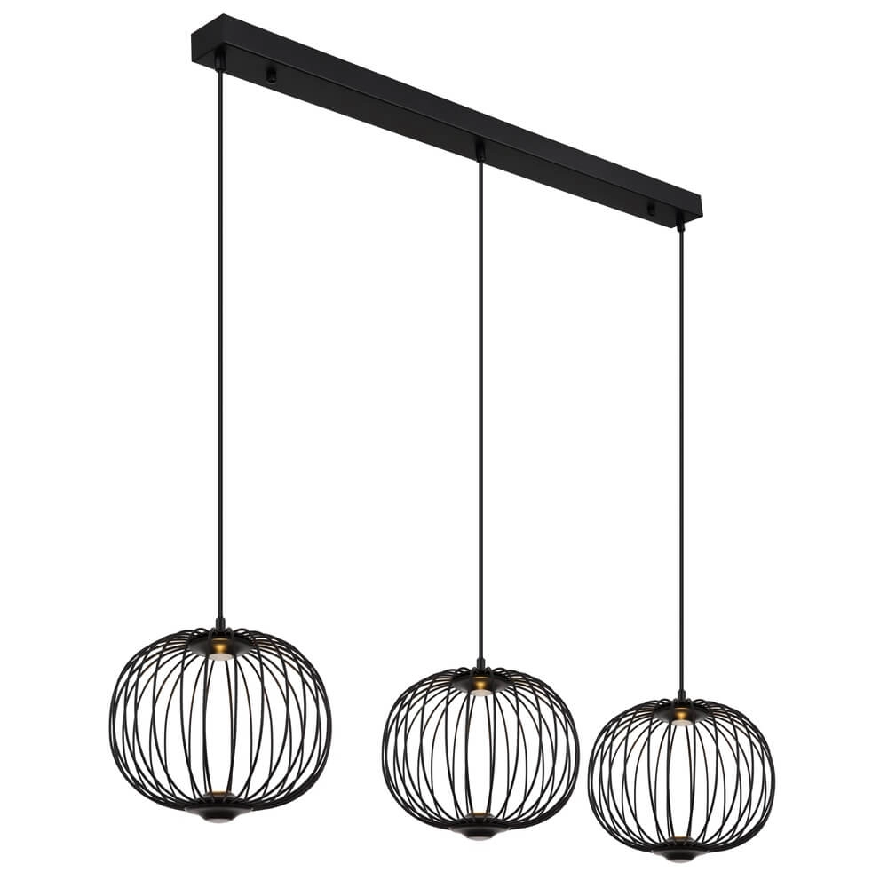 Black pendant lamp Galway 3-light cage Globo 9007371462339