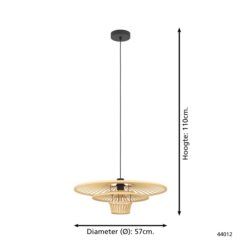 Wooden pendant lamp Lydney Ø 57cm Eglo 9002759440121