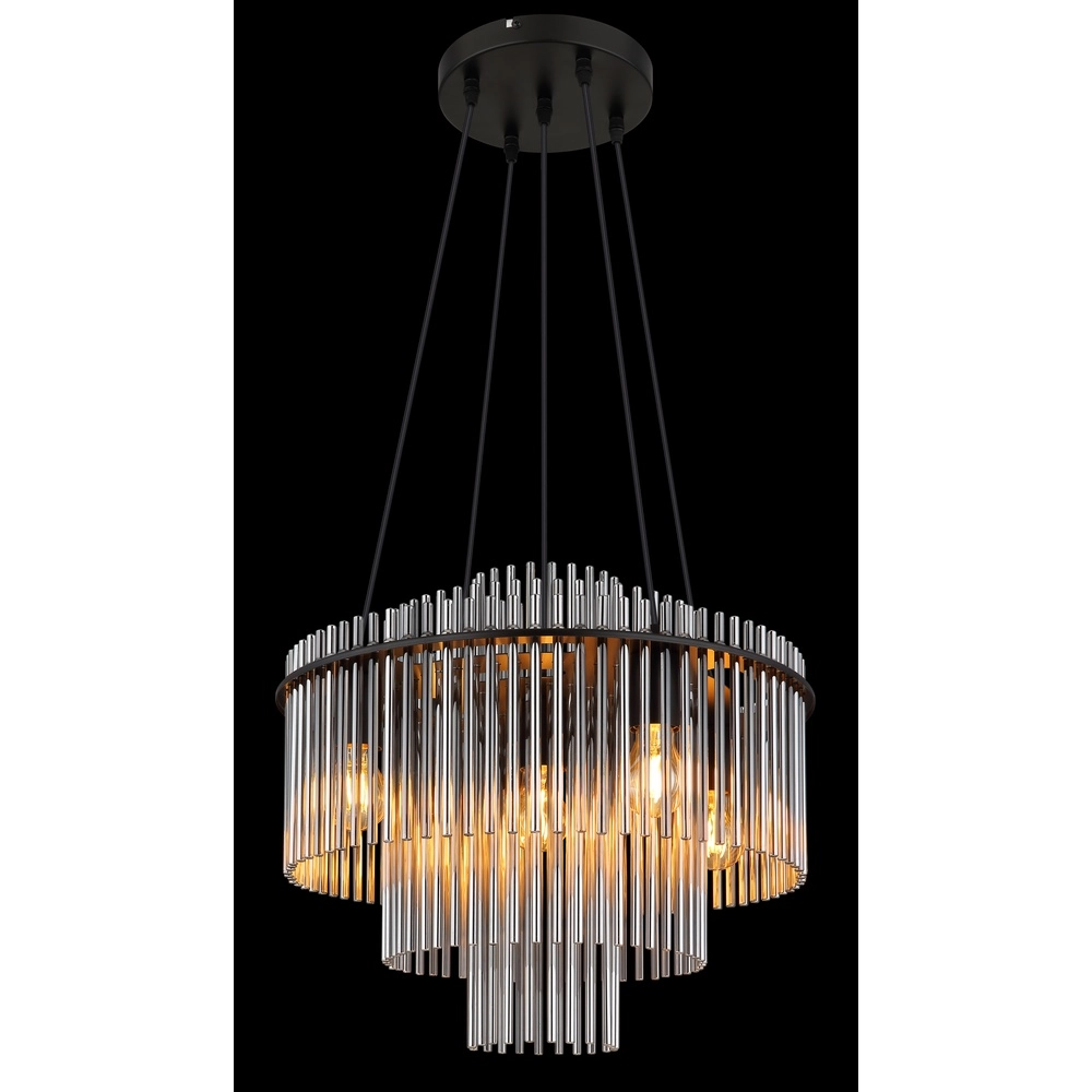 Pendant lamp Ø 50cm Gorley Black with smoke glass rods Globo 9007371509133