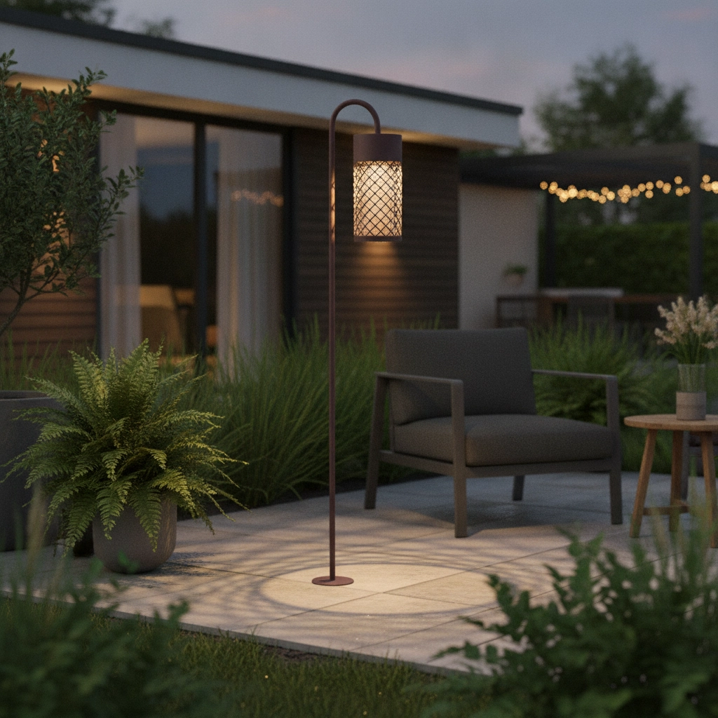 Garden lamp Motley 100cm rust brown