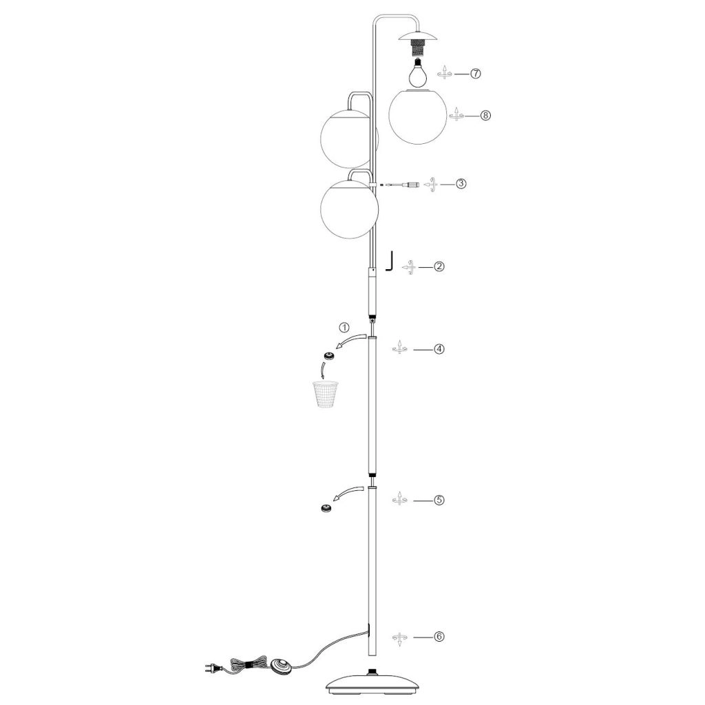 Floor lamp Bollique Black Steinhauer 8712746184785
