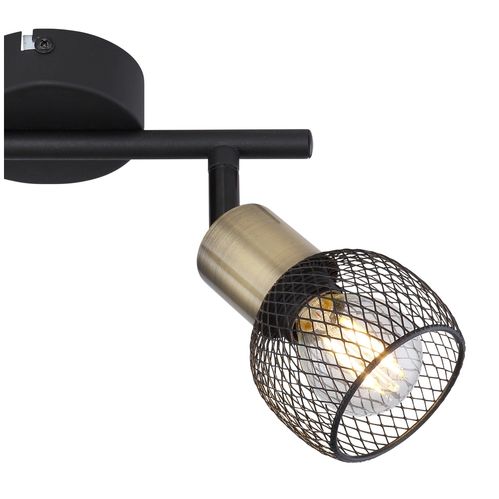 Ceiling lamp Fiastra 2-light black with mesh Globo 9007371415120