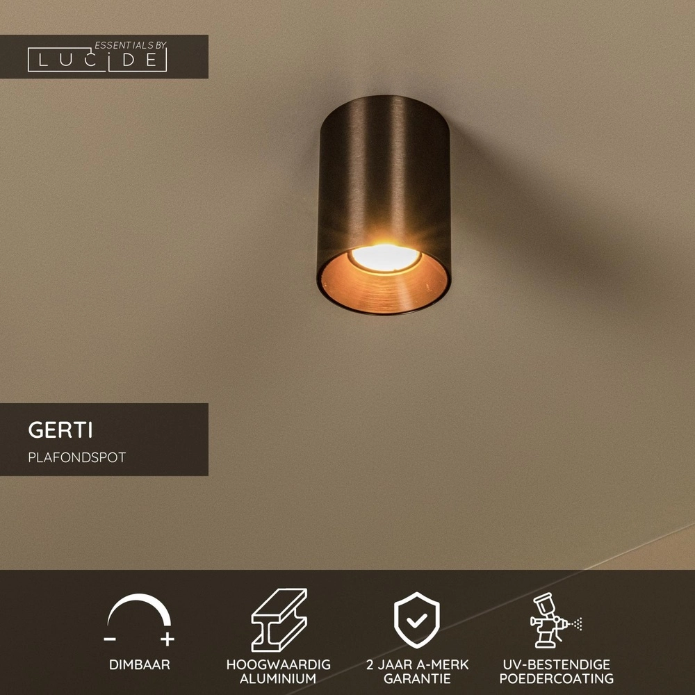 Surface-mounted spot Gerti coffee brown Lucide 5411212094339