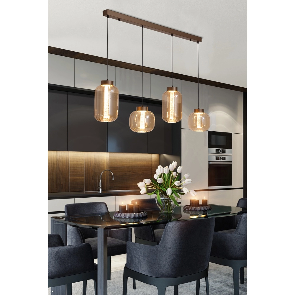 Design pendant lamp Lille with amber glass Searchlight 5053423299457