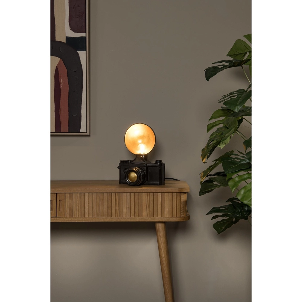 Nostalgic table lamp Extravaganza Camera black with gold Lucide 5411212345769