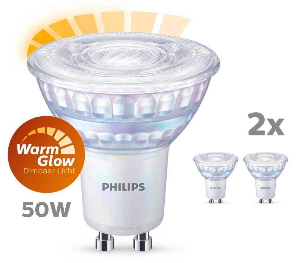 3,8W - GU10 - 2200-2700K - 345 lumen set with 2pcs Philips 8718699776435