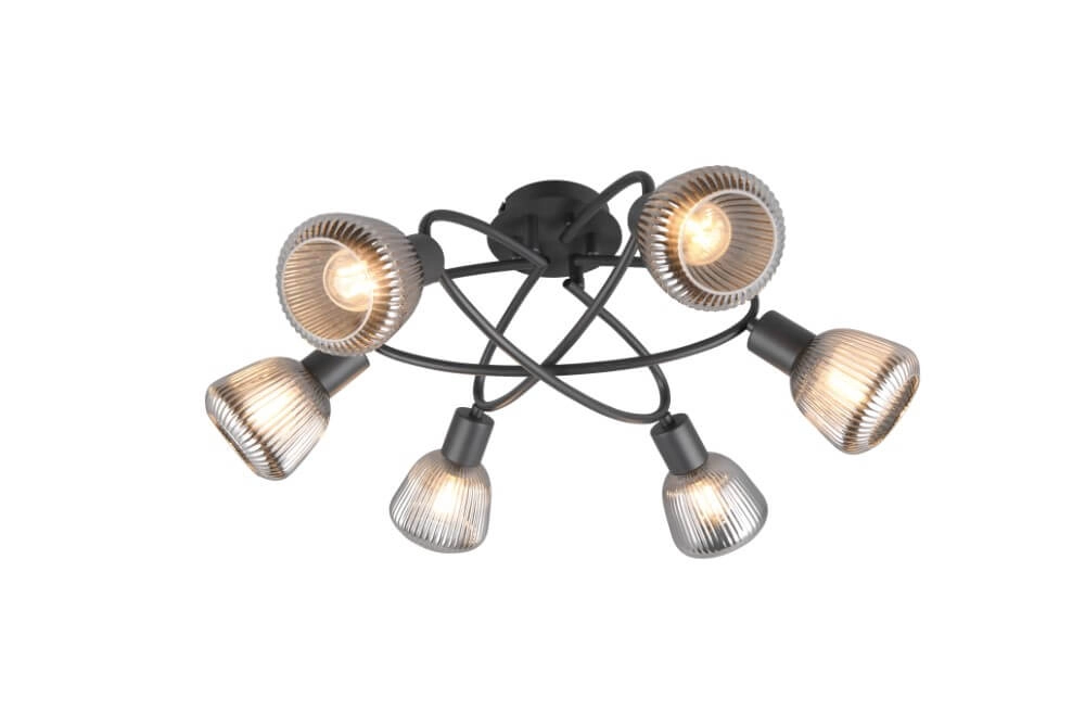 Ceiling lamp Tarifa with ribbed glass