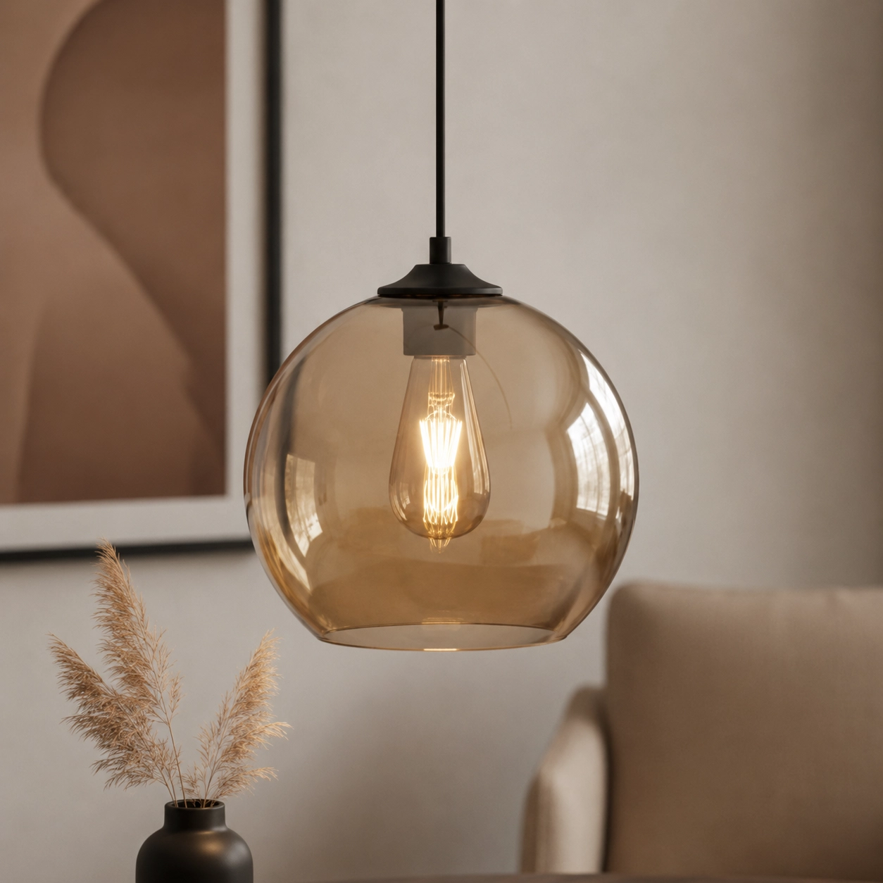 Design hanging lamp Marino amber Ø 25cm