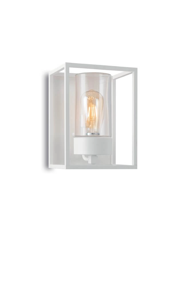 White wall lamp Cubic3 transparent glass