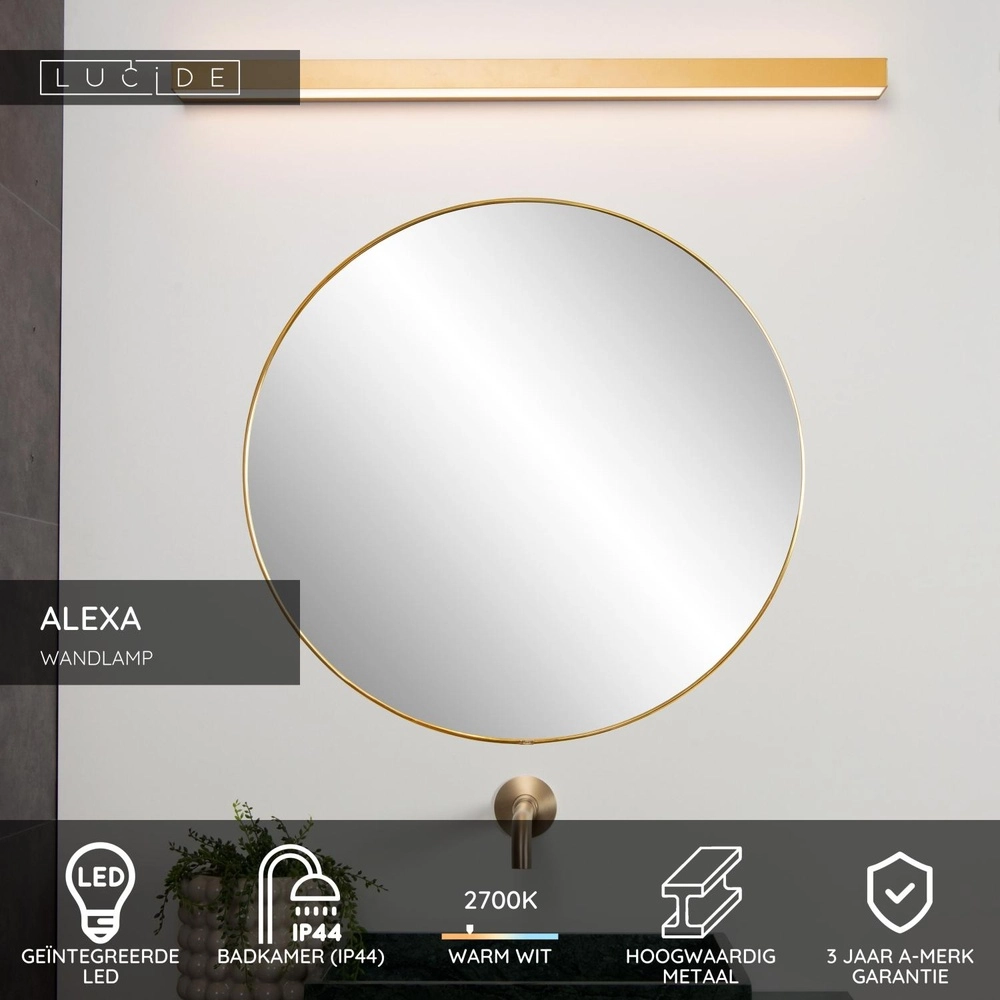Bathroom wall lamp Alexa 90cm gold - IP44 - 13W Lucide 5411212040534