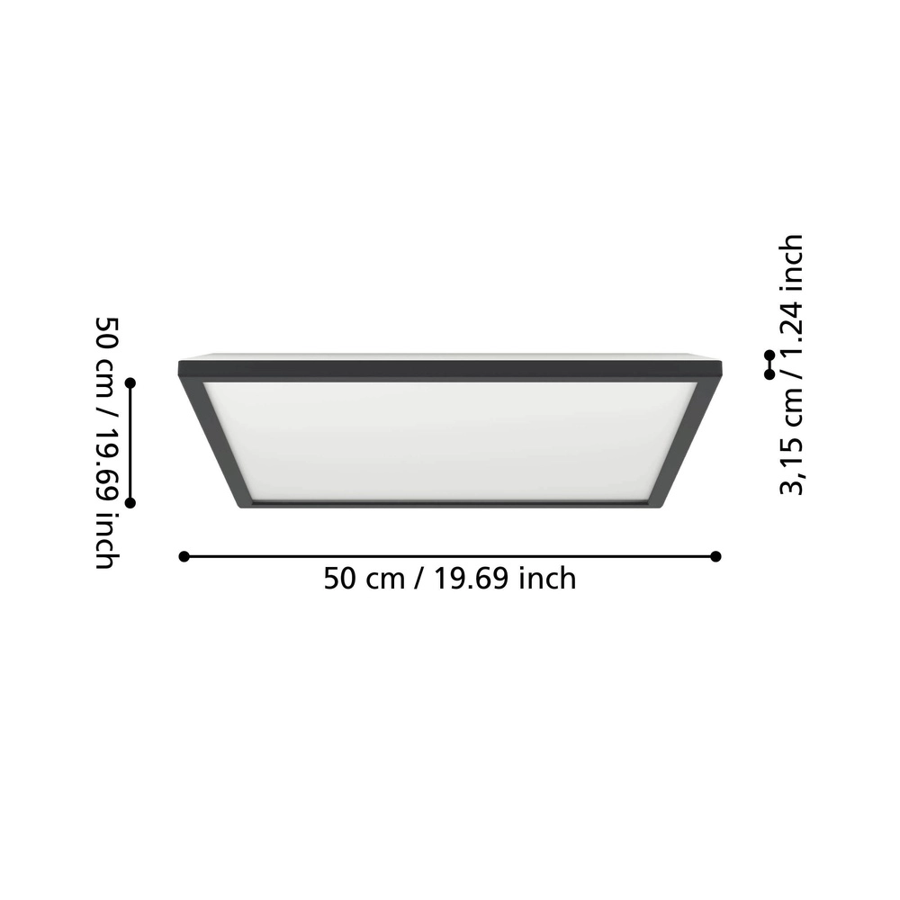 Bathroom ceiling light Rovito Square - Black - 50x50cm Eglo 9008606329892
