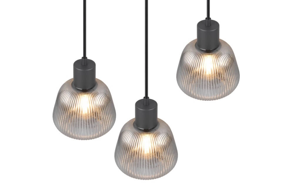 Vide pendant lamp Tarifa with ribbed glass Trio 4017807615807