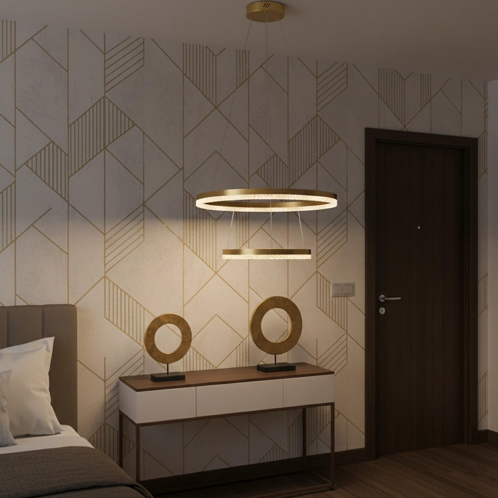 Pendant lamp Adria gold Ø 60cm double Lyora 5212017443816