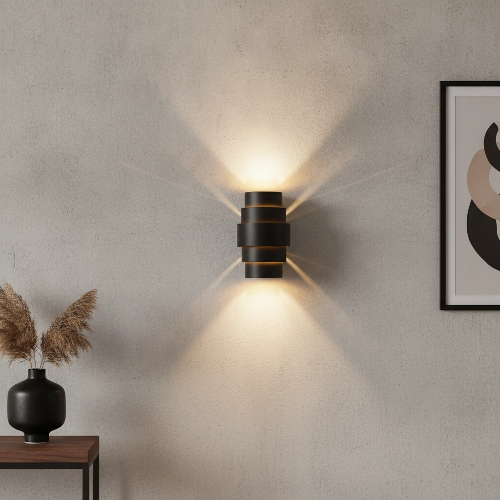 Design wall lamp Rolls Black with gold inside