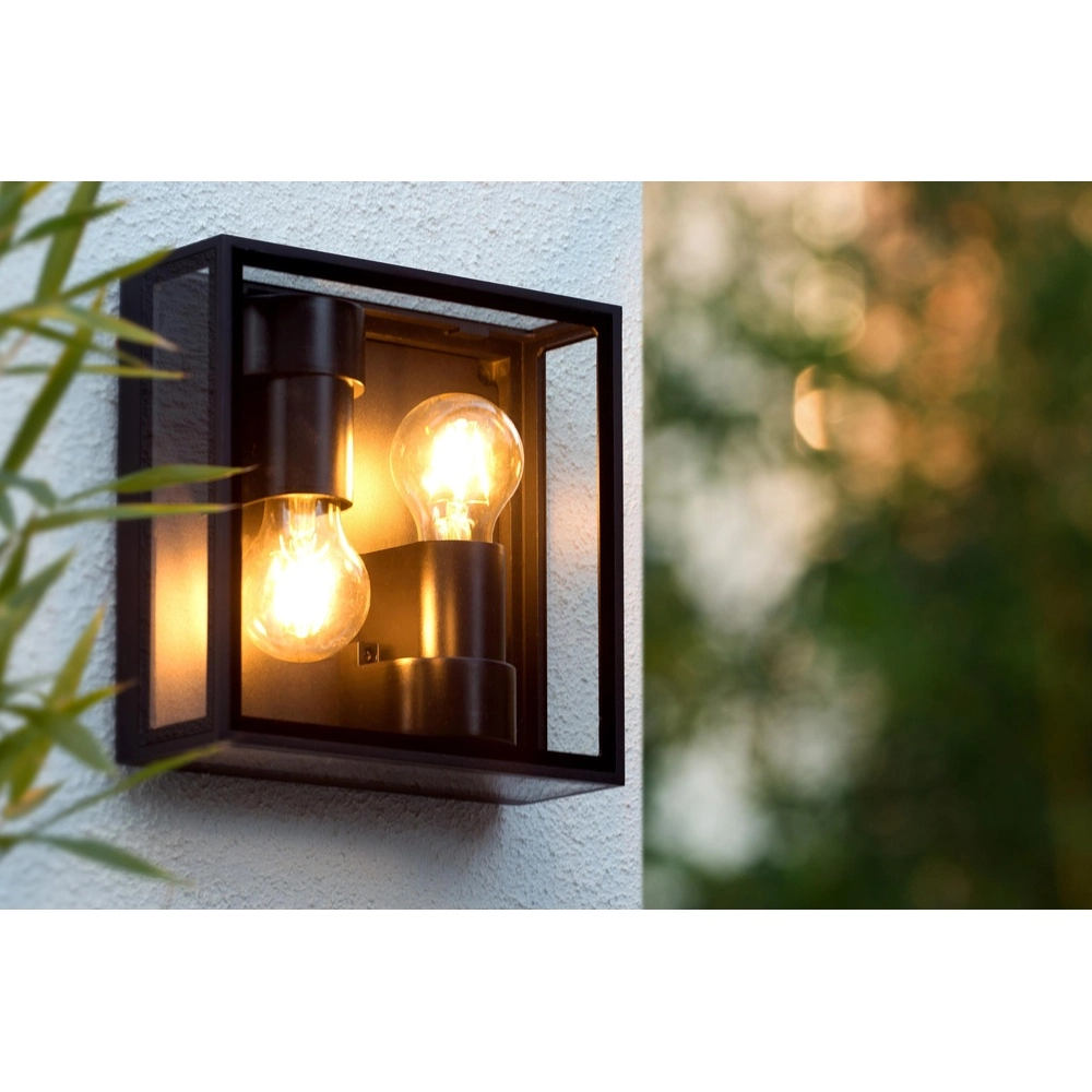 Design wall lamp Dukan IP65 black double Lucide 5411212151889