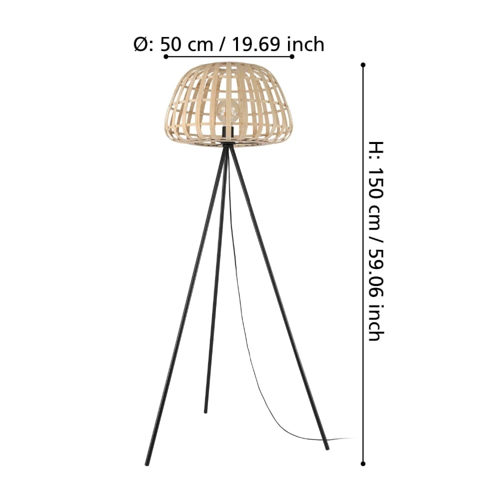 Rattan floor lamp Montezuelo 149cm Stars of Light 9008606240548