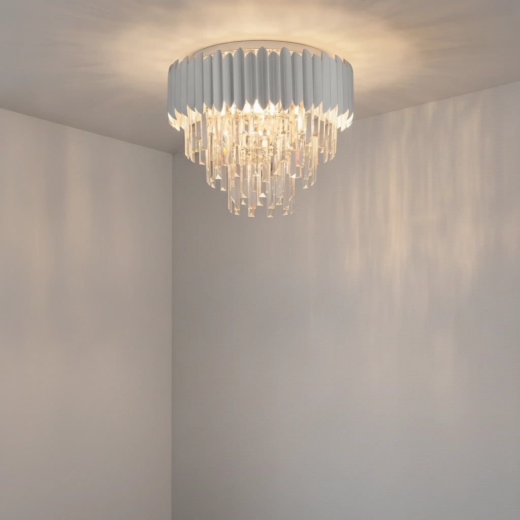 Ceiling lamp Magnolia chrome and crystal Ø 50cm