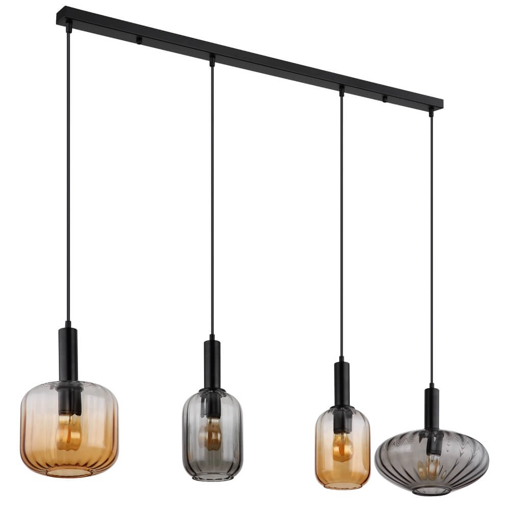 Pendant lamp Valletta with coloured glass 4-lights Globo 9007371452866