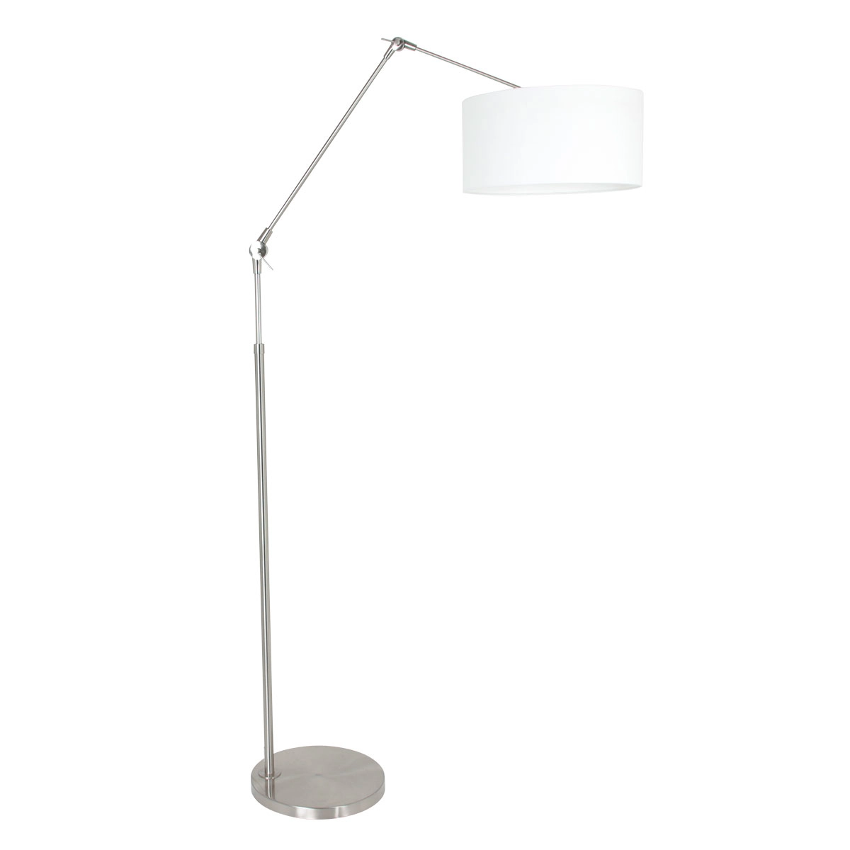 Floor Reading Lamp Prestige Chic Stainless steel with 40cm white linen shade