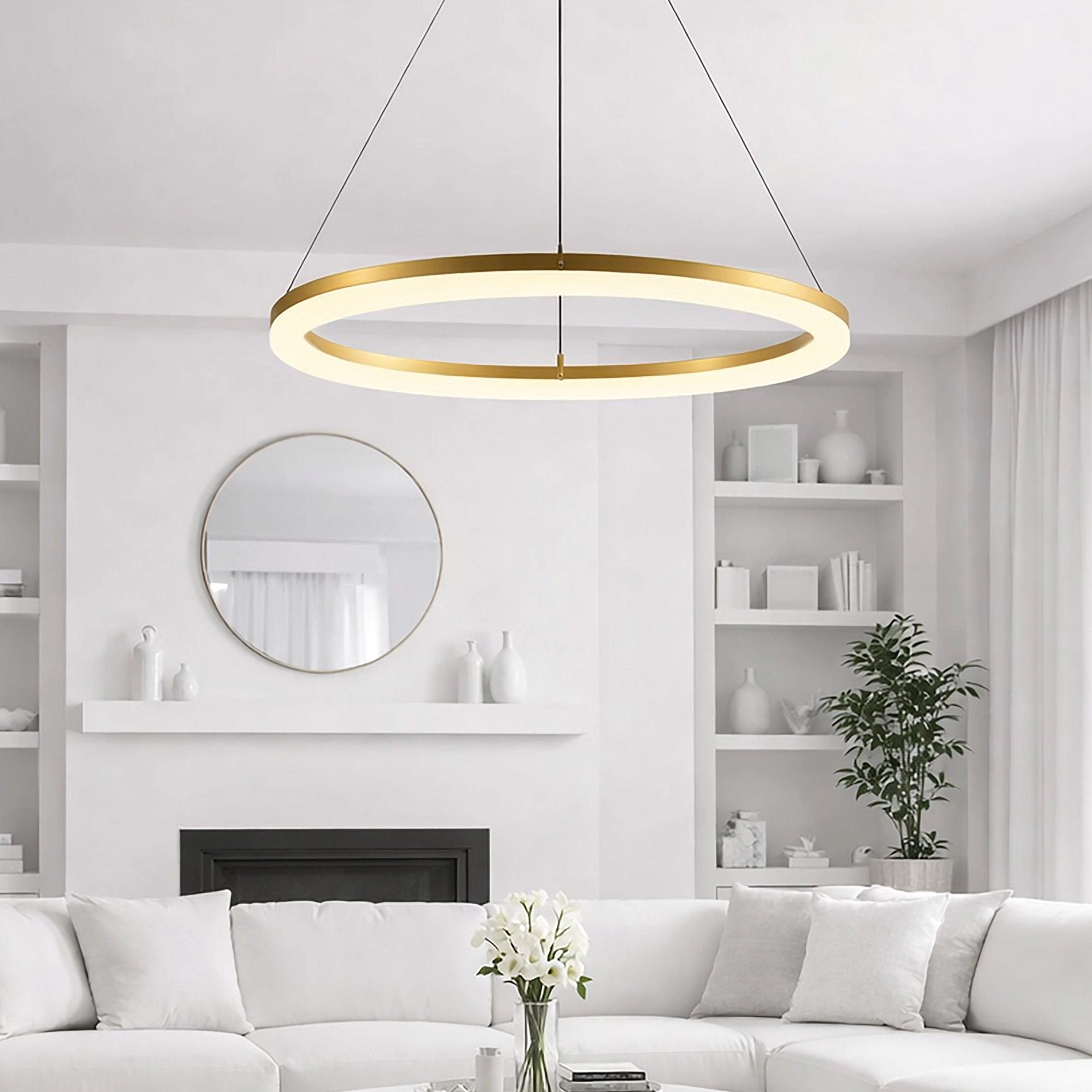 Sleek pendant lamp Ara Ø 100cm gold Lyora 5053423316048