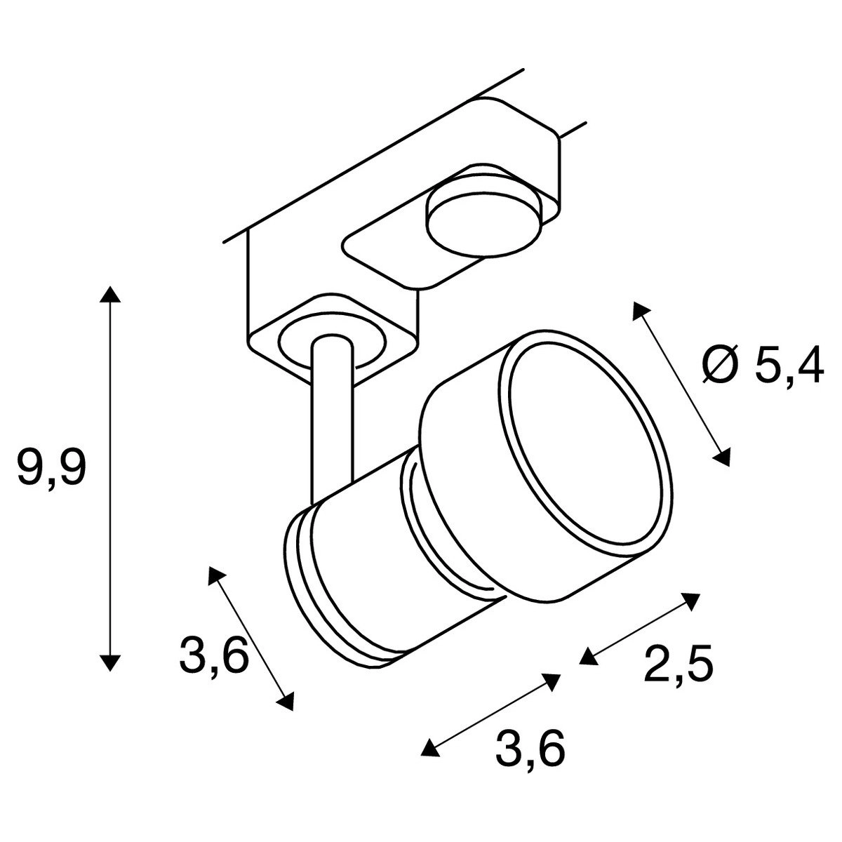 Rail spot Puri GU10 3-phase 3.6cm grey SLV 4024163127226