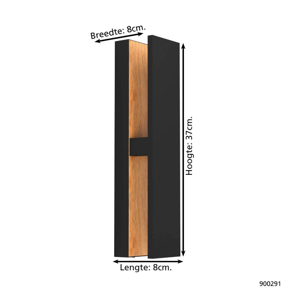 Outdoor lamp Costorio Black with wood Eglo 9008606231638