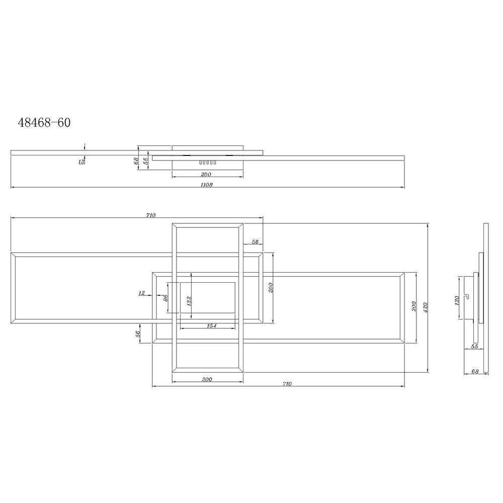 Modern ceiling lamp Saunders Black rectangle110cm Globo 9007371481354