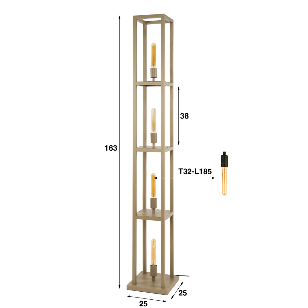Sand brown floor lamp Quadra Japandi - 4x E27 Lyora 8716803511439
