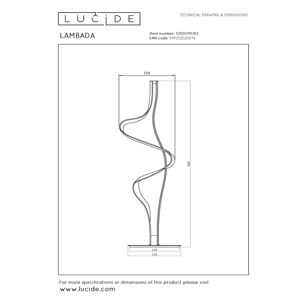 Table lamp Lambada curl gold Premium by Lucide 5411212520876