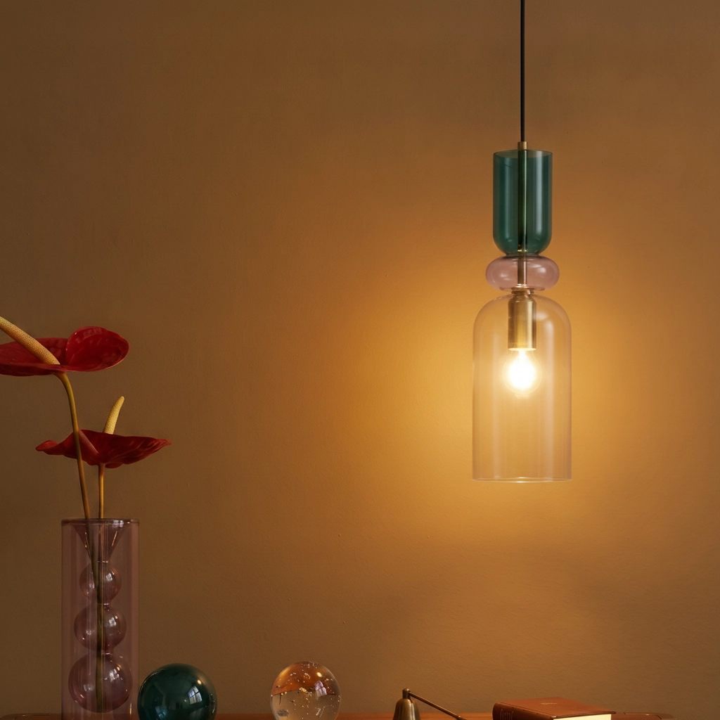 Colored pendant lamp Murano light grey