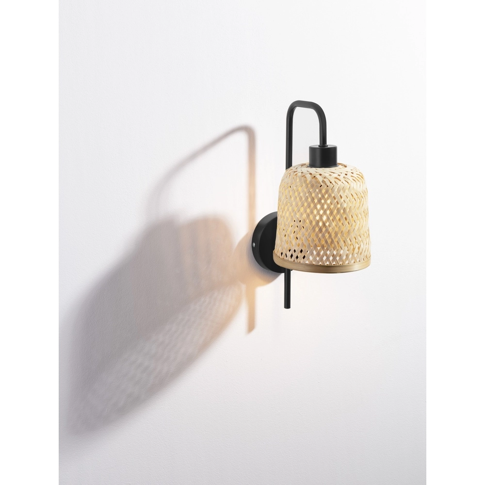 Wall lamp Intra black with bamboo cap Lyora 5212017454812