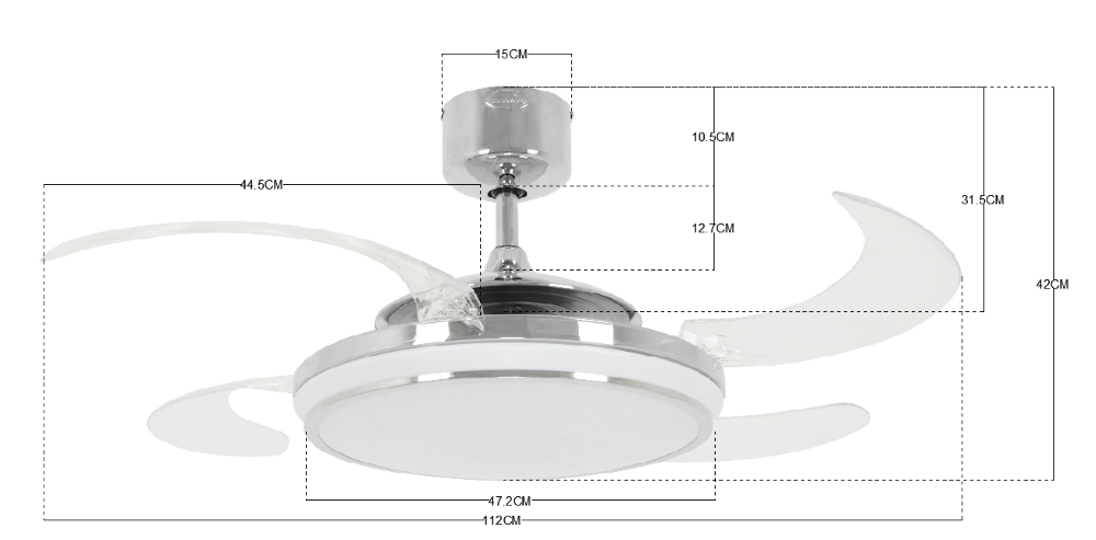 Chrome ceiling fan Fanway Evo 1 Ø 122cm Beacon 9333509114529