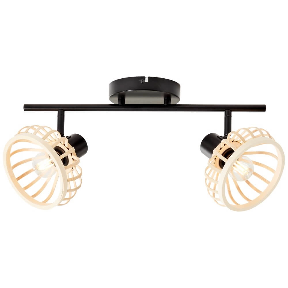 Wooden ceiling lamp Norah 2-light