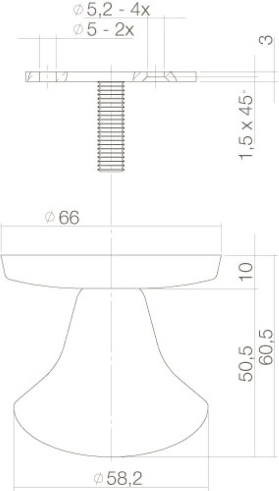 Front door knob Castor one-sided mounting stainless steel Intersteel 8714186355800