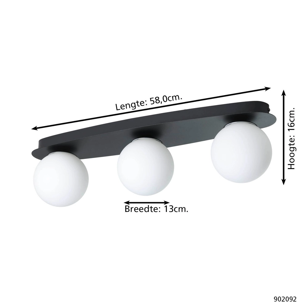 Ceiling lamp Castrovido 3-light black Eglo 9008606360697