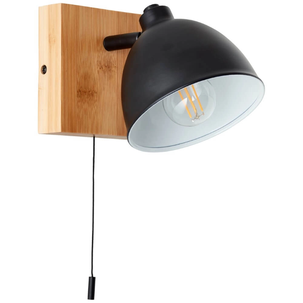 Wall lamp Celia black with bamboo