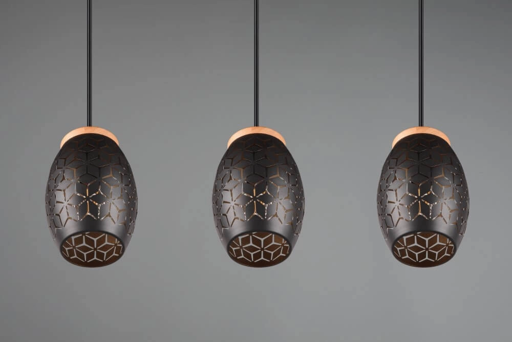 Black gold hanging lamp Bidar 3-light Trio 4017807574890