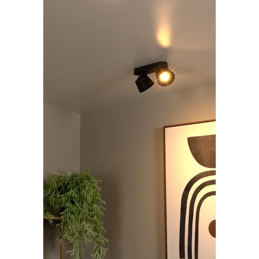 Ceiling spotlight Trigono Double Black Lucide 5411212093134