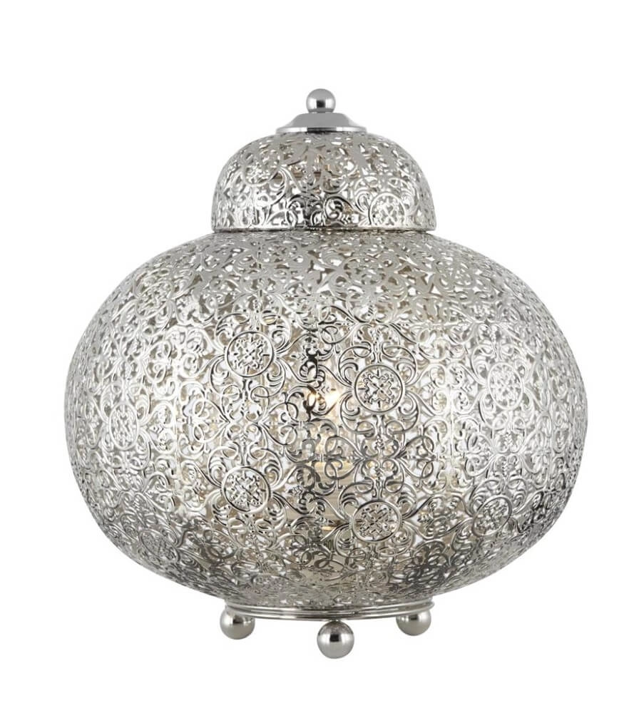 Moroccan style table lamp Fretwork Stainless steel Searchlight 5053423025896
