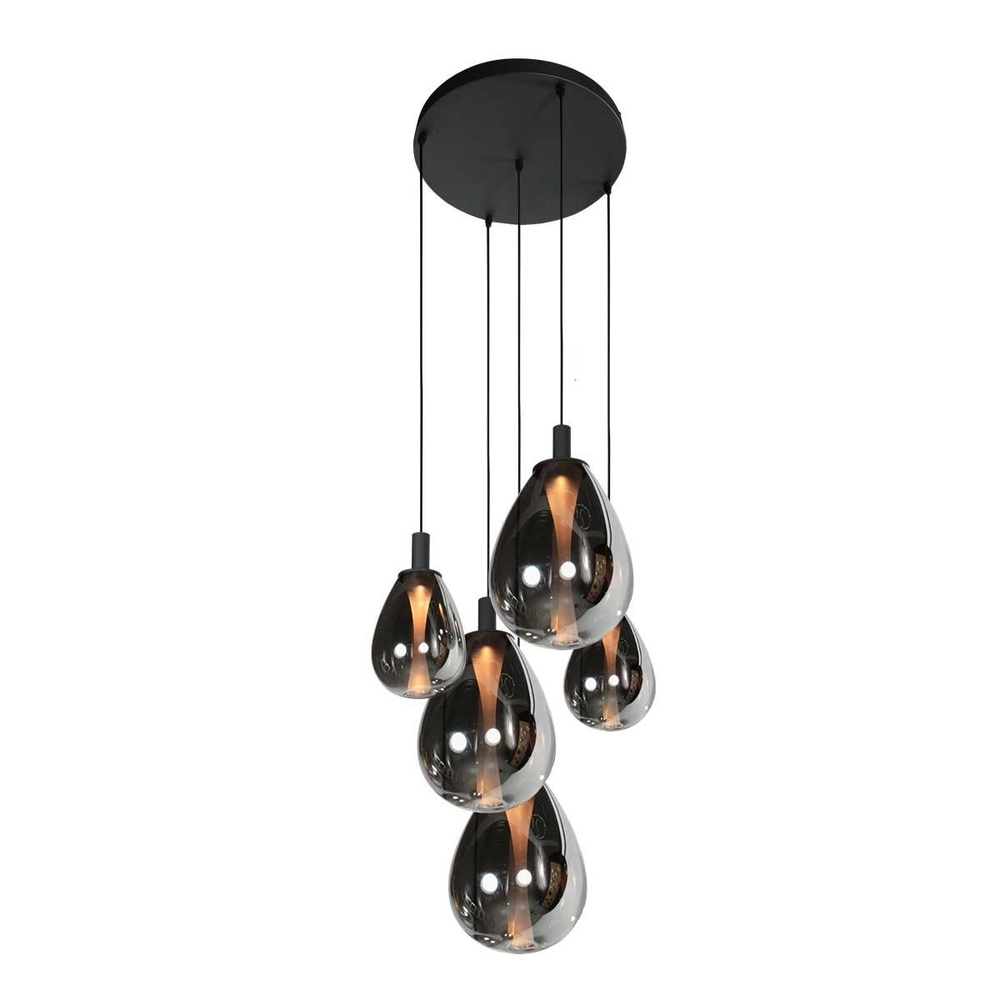 Pendant lamp Glimsy 5-light black round Steinhauer 8712746177961