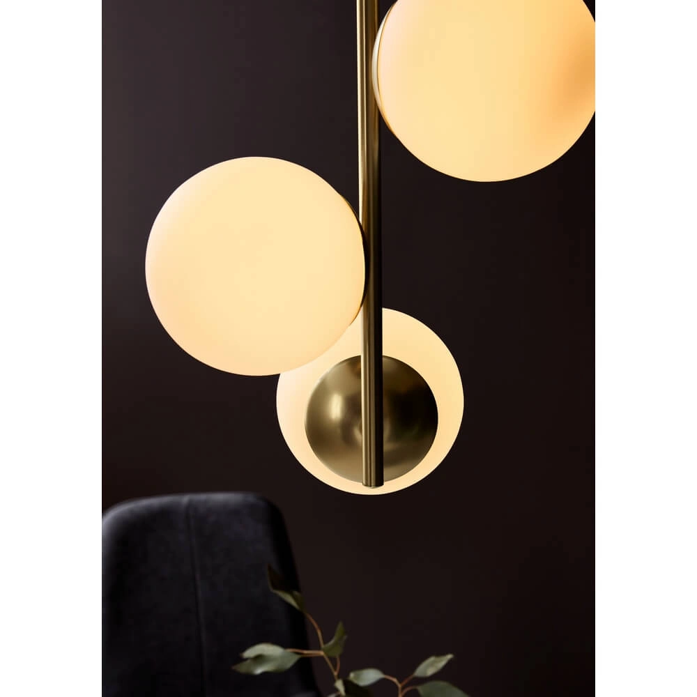 Pendant lamp Lilly 3-light gold with white sphere Nordlux 5701581459083