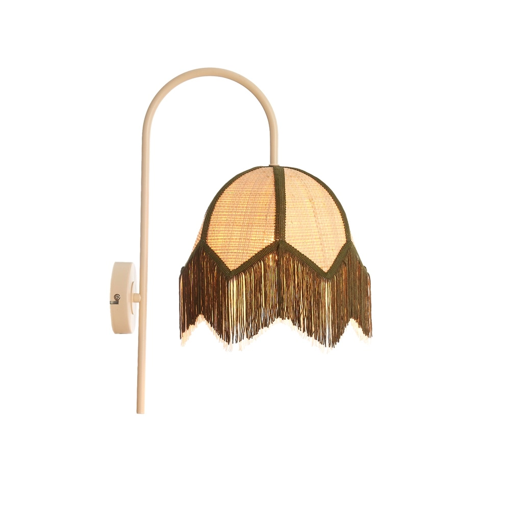 Japandi wall lamp Sulina Sand raffia with greenery Light & Living 8717807762421