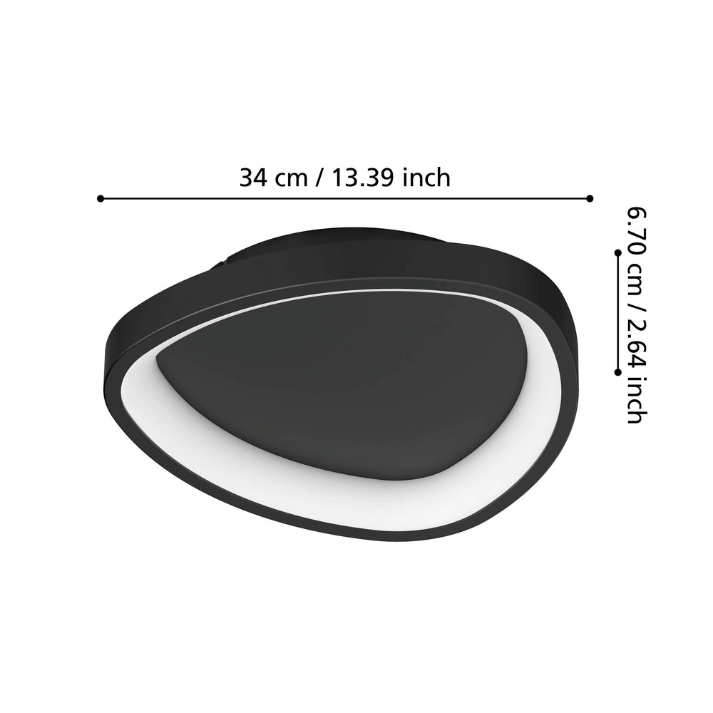 Modern led ceiling light Loretello black - Ø 35cm Eglo 9008606316434