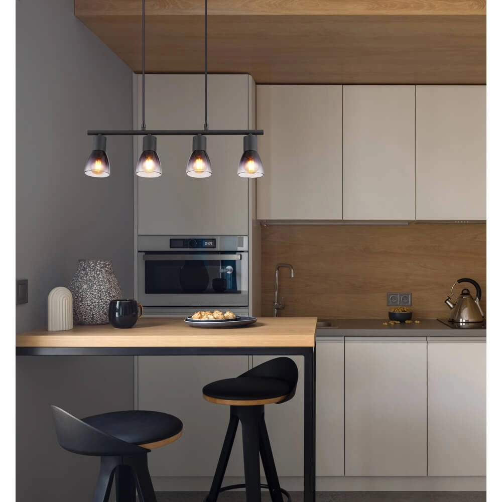 Black pendant lamp Satella 4-light Globo 9007371446933