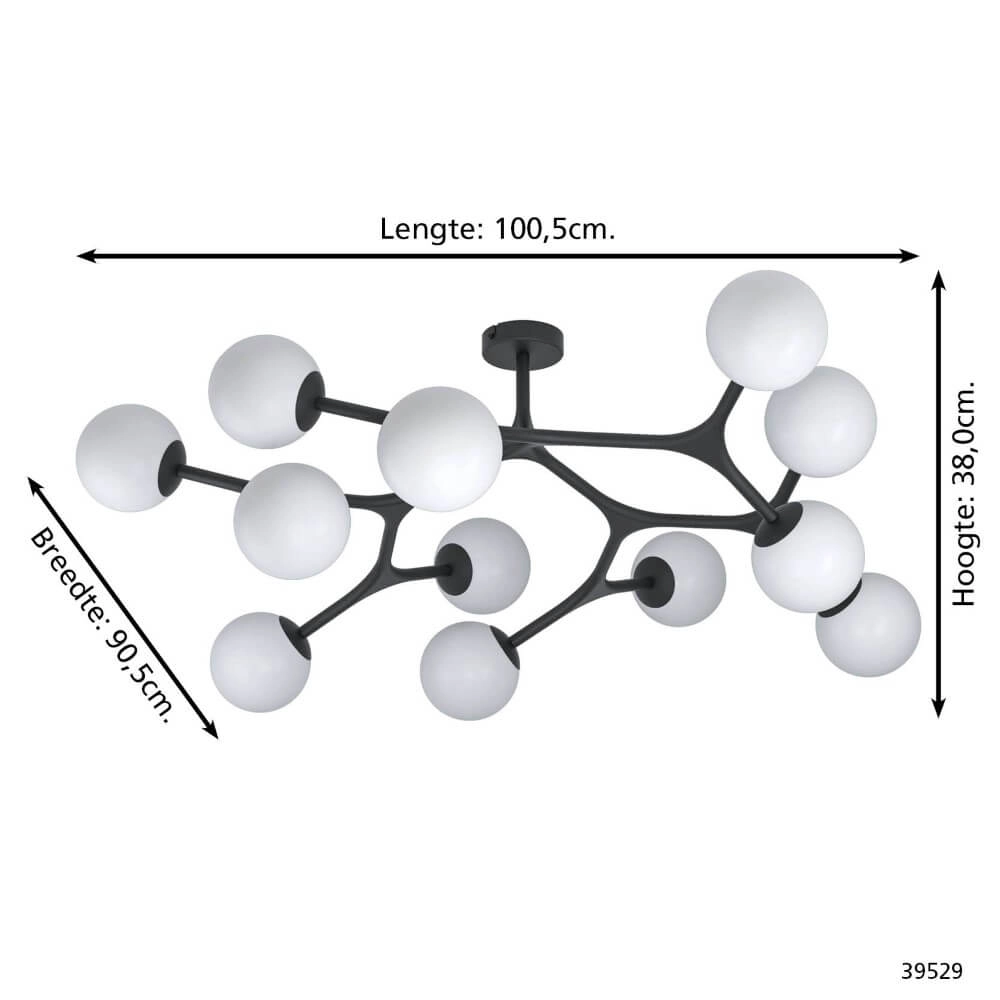 Designer ceiling lamp Maragall 12-light black Stars of Light 9002759395292