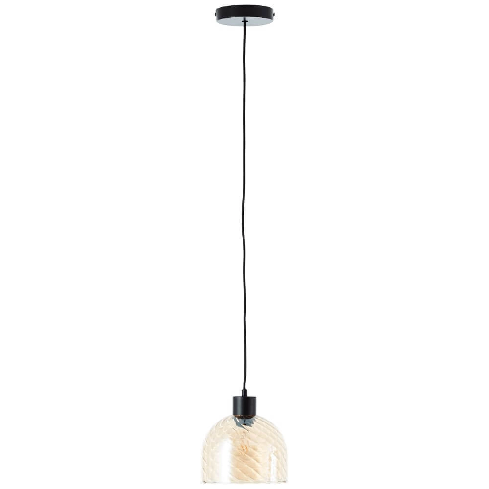 Pendant lamp Casto black with amber glass Brilliant 4004353446863