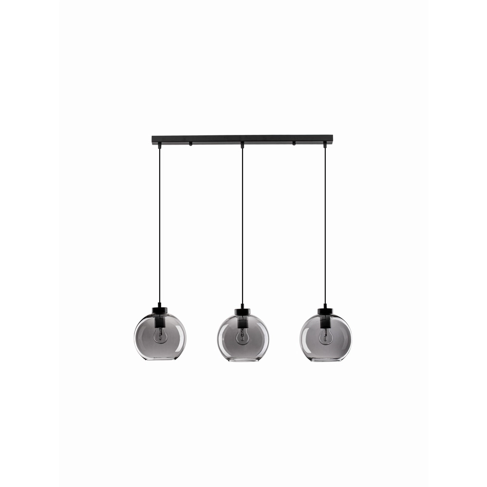 Pendant lamp Palmer 3-light straight black with smoke glass Lyora 5212017430960